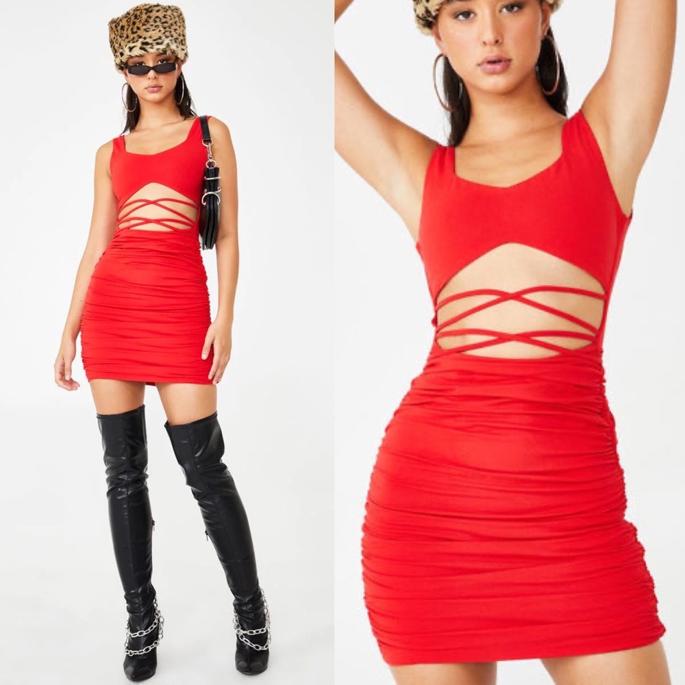 Tiger Mist Red Cora Cut Out Dress
